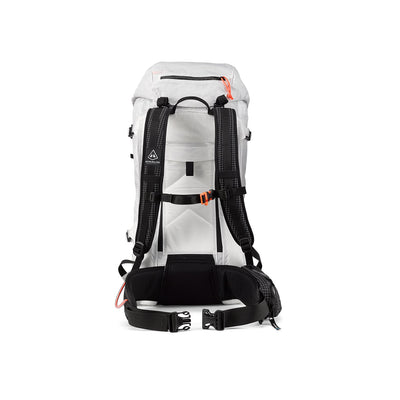 Rear view of the Hyperlite Mountain Gear Crux 40 with Hardline with Dyneema® shoulder straps