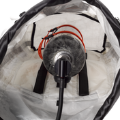 Inside view of the Hyperlite Mountain Gear Halka 55 showing an oxygen tank secured by  Voile straps