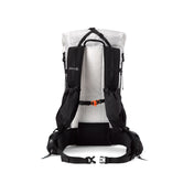Rear view of the Hyperlite Mountain Gear Waypoint 35 in White with 100D Dyneema® Gridstop Shoulder Straps