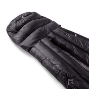 A closer view of the Hyperlite Mountain Gear 40 Degree Quilt showing the sewn footbox