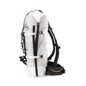 Left side view of Hyperlite Mountain Gear's Ice Pack 55 in White