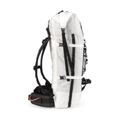 Right side view of Hyperlite Mountain Gear's Ice Pack 55 in White
