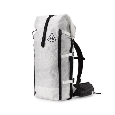 Front view of Hyperlite Mountain Gear's Porter 55 Pack in White
