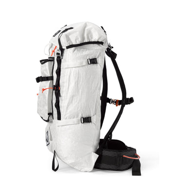 Left side view of Hyperlite Mountain Gear's Prism 40 Pack in White