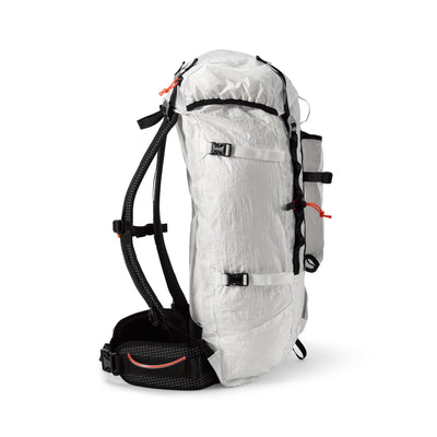 Right side view of Hyperlite Mountain Gear's Prism 40 Pack in White