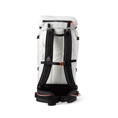 Back view of Hyperlite Mountain Gear's Prism 40 Pack in White