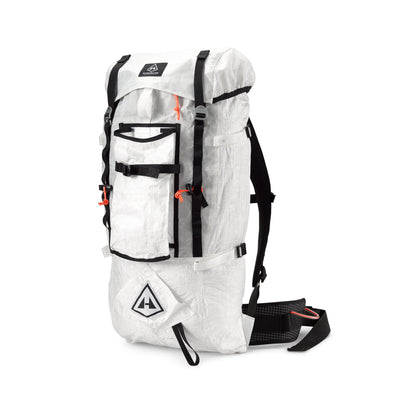 Front view of Hyperlite Mountain Gear's Prism 40 Pack in White