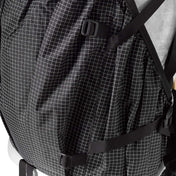 Rear view of Southwest 40 backpack with checkered Dyneema back pocket