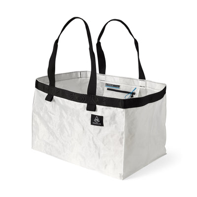 Front view of Hyperlite Mountain Gear's 70L G.O.A.T. Tote in White
