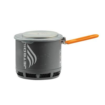 Front View of the Jetboil Stash with lid and cover for rapid boiling