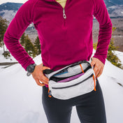 Front shot of hiker using Hyperlite Mountain Gear's Versa in White