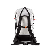 Rear view of the Hyperlite Mountain Gear Headwall 55 featuring Hardline with Dyneema shoulder straps with 3/8” closed cell foam