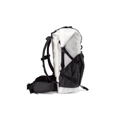 Right side view of Hyperlite Mountain Gear's Southwest 40 Pack in White