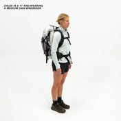 Front view of Hyperlite Mountain Gear's Windrider 55 Pack in White on model