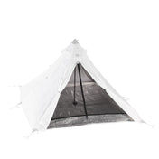 Front view of Hyperlite Mountain Gear Shelters UltaMid 2 Insert with DCF11 Floor inside white tent