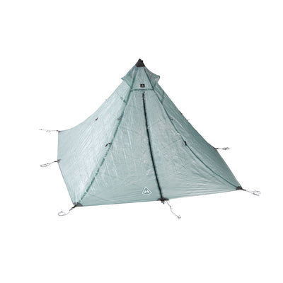Front view of Hyperlite Mountain Gear's UltaMid 2 Ultralight Pyramid Tent in Spruce Green