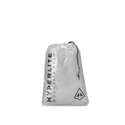 Front view of Hyperlite Mountain Gear's 3L Drawstring Stuff Sack in White