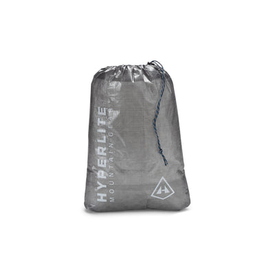 Front view of Hyperlite Mountain Gear's 4L Drawstring Stuff Sack in Gray
