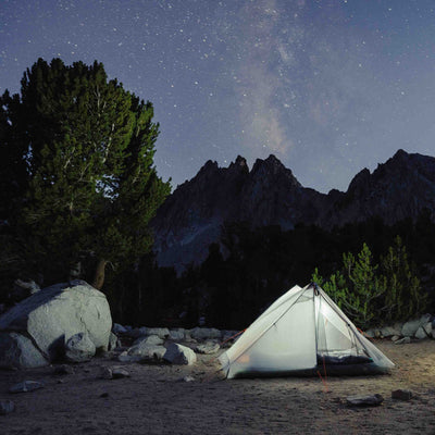 Hyperlite Mountain Gear Unbound 2P Tent in the wild on a starry night