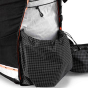 Close up of the hardline with Dyneema® side pockets on the Hyperlite Mountain Gear Unbound 40 Pack